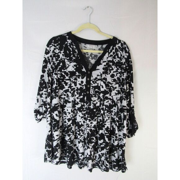 Avenue Black and White Patterned Blouse Size 22/24 - Picture 1 of 4